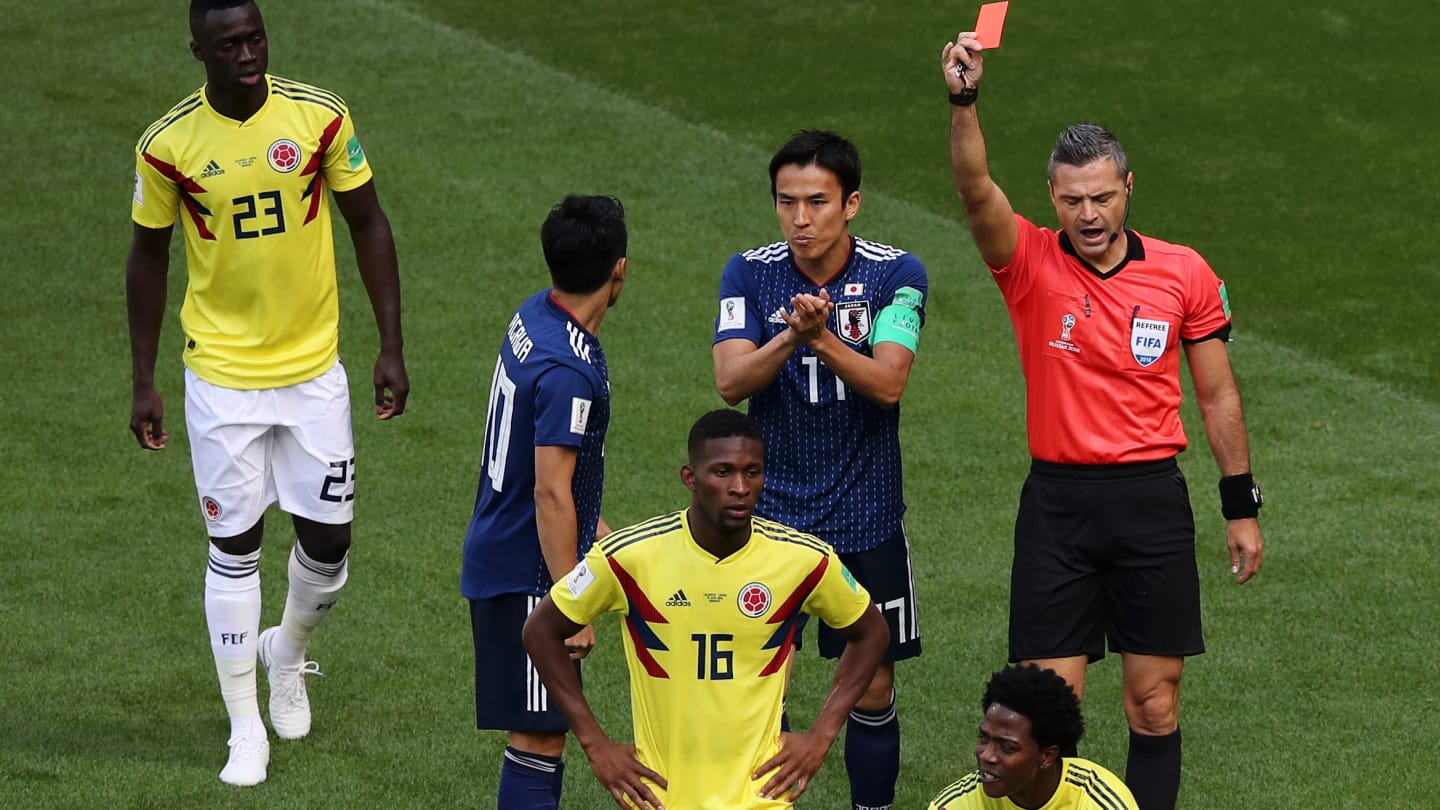 रसिया विश्वकपको पहिलो रेड कार्ड कोलम्बियाका कार्लोसलाई
