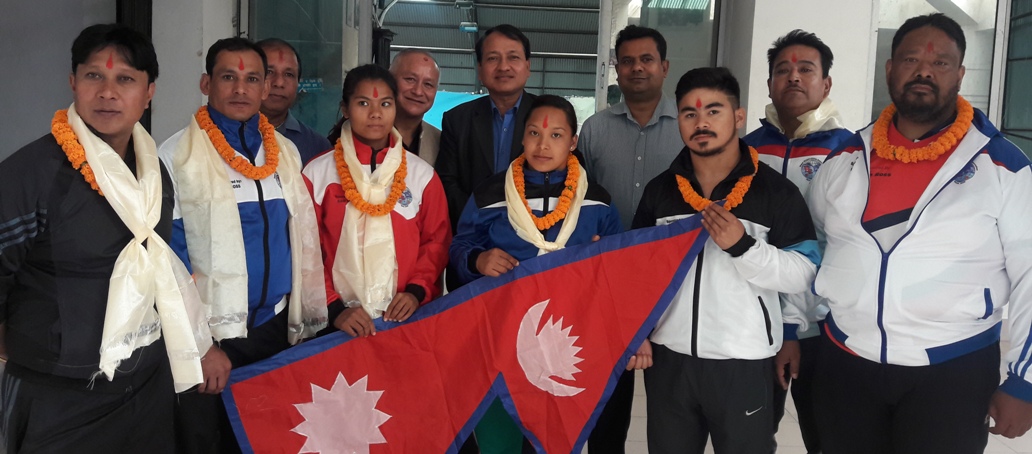 नेपाली भारोत्तोलन टोली कोरिया प्रस्थान