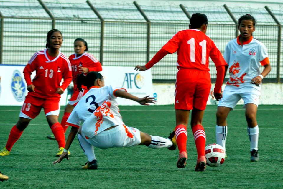 साफ यू-१५ महिला च्याम्पियनसिप  : भुटानसँग नेपालको बराबरी