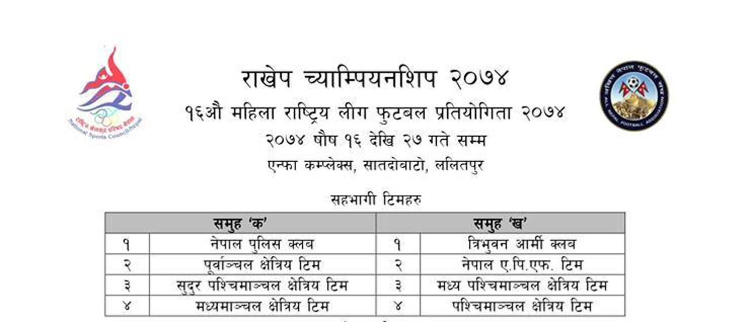 महिला राष्ट्रिय फुटबल पर्सी देखि, ८ टिमको सहभागिता