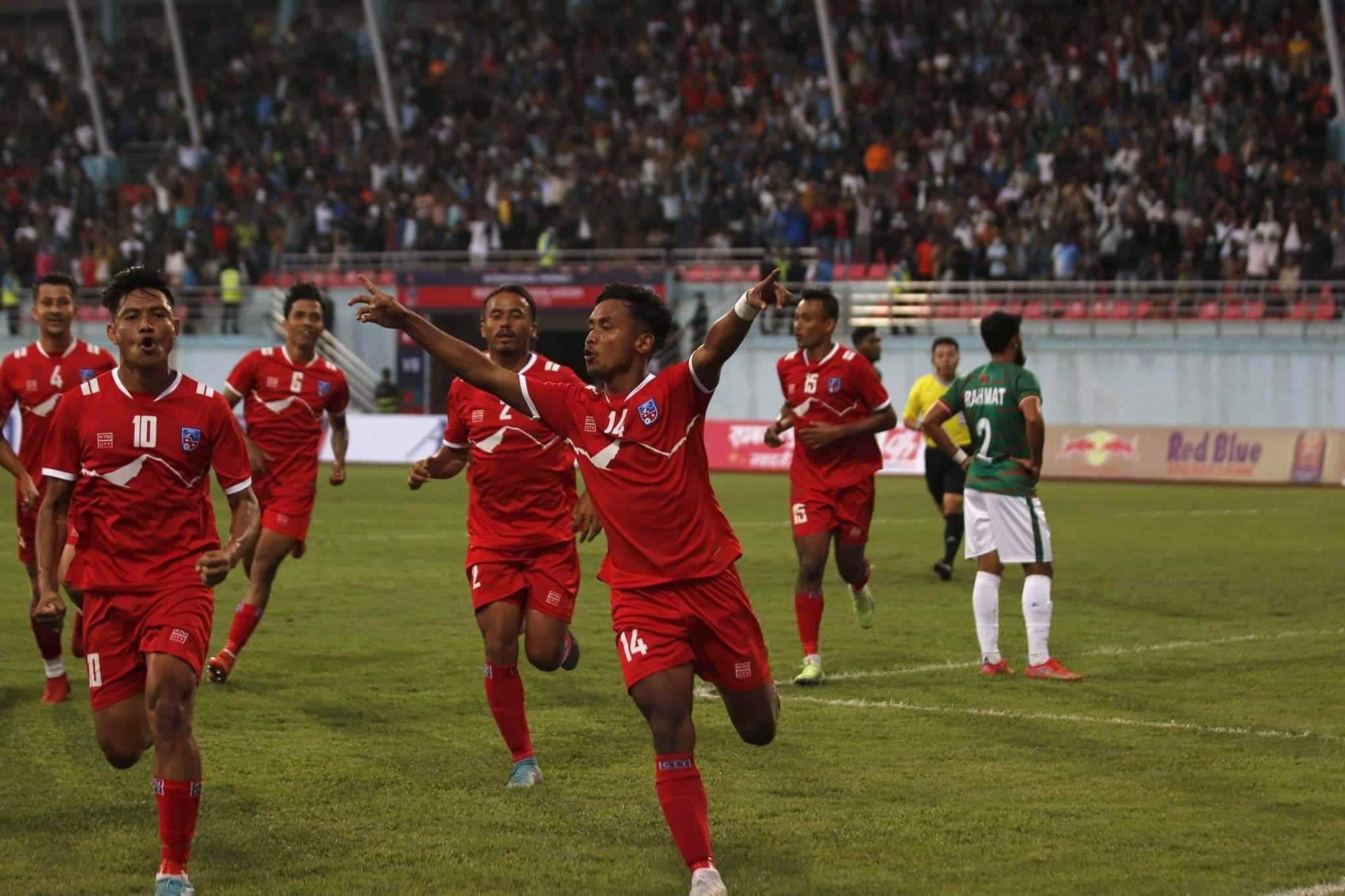 मैत्रीपूर्ण फुटबलमा नेपालद्वारा बंगलादेश ३-१ ले पराजित, अञ्जन विष्टको ह्याट्रिक