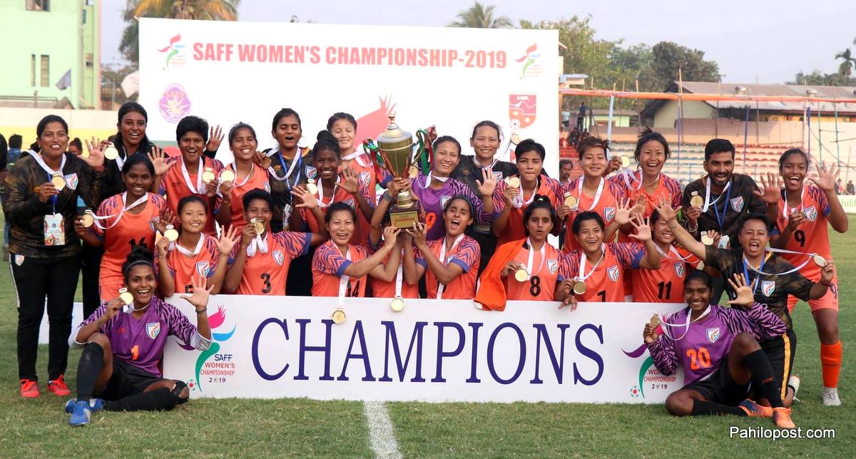 साफ महिला च्याम्पियनसिप : भारतलाई लगातार पाँचौ पटक उपाधि, नेपाल घरेलु मैदानमा ३-१ ले पराजित