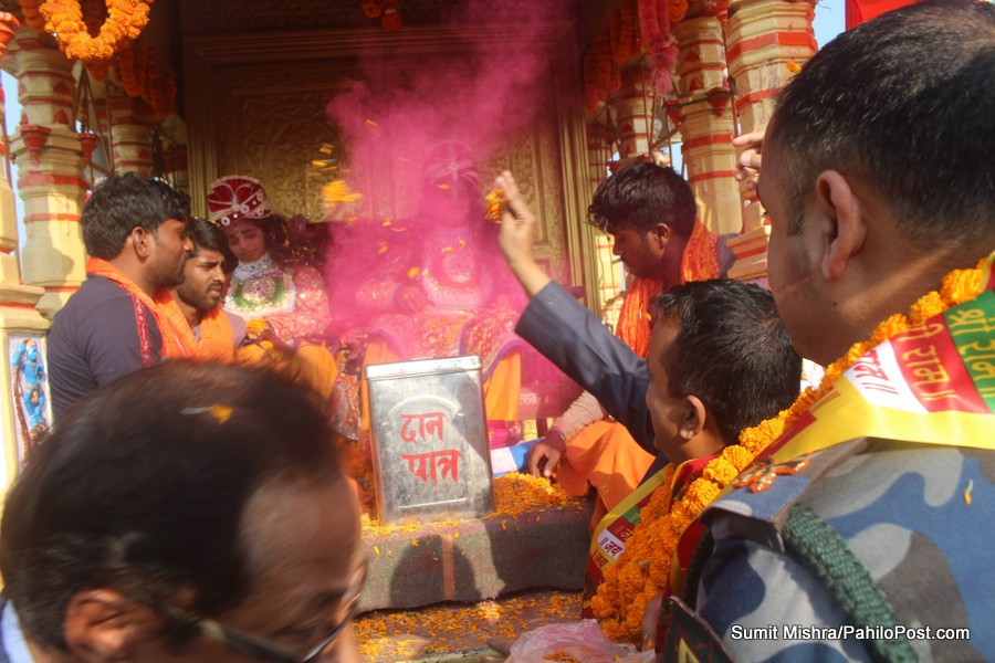 अयोध्याबाट आएका जन्तीलाई धनुषामा प्रजिअले गरे स्वागत, भोलि राष्ट्रपति भण्डारी जनकपुर जाँदै