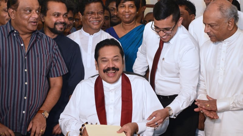 श्रीलंकाली राष्ट्रपतिद्वारा नियुक्त प्रधानमन्त्री महिन्दा राजापाक्षेद्वारा राजीनामा