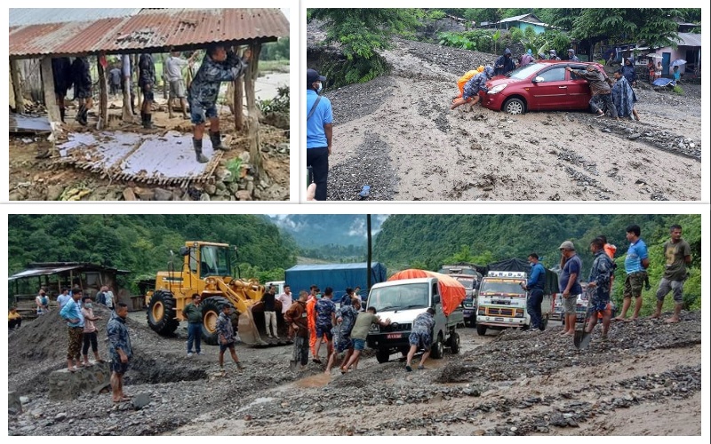 बाढीपहिरोबाट प्रभावित बनेका नागरिकको उद्धारमा सक्रिय सशस्त्र प्रहरी