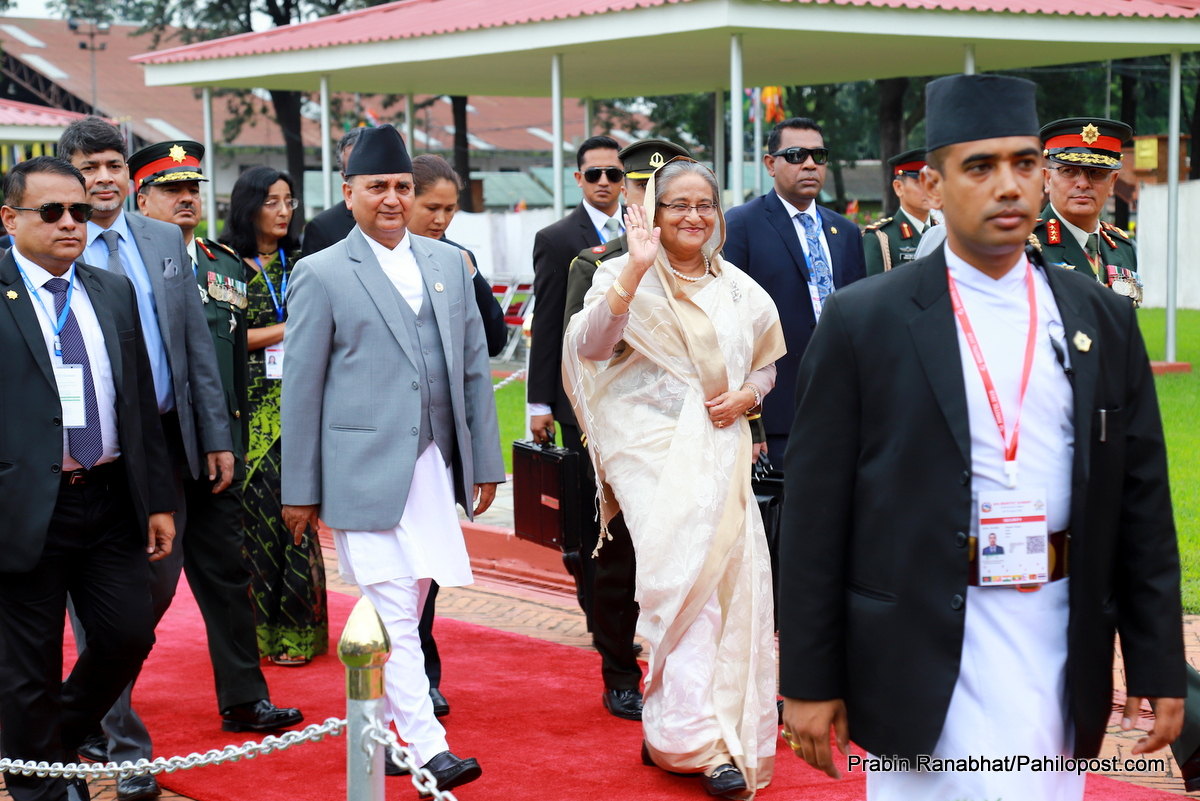 बंगलादेशी प्रधानमन्त्री शेख हसिना काठमाडौंमा, भोलि नै स्वदेश फर्कने
