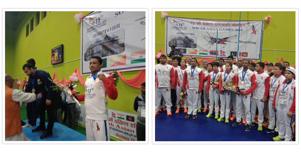 सागमा कुस्तीको पहिलो दिन : स्वर्णजति भारतलाई, नेपालको पोल्टामा एक रजतसहित चार पदक