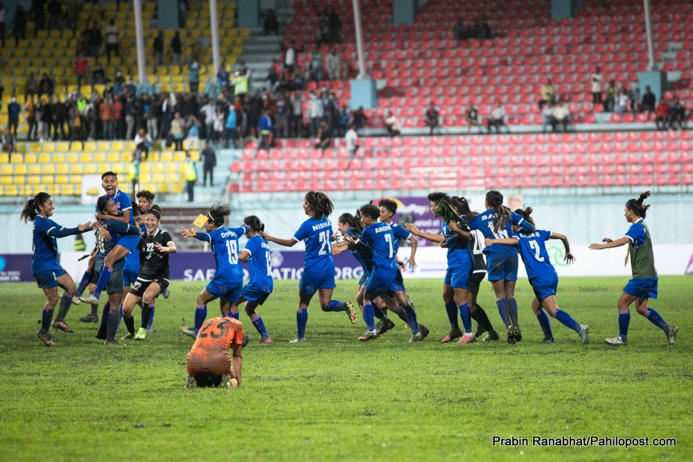 साफ महिला च्याम्पियनसिपमा भारतलाई १-० ले हराउँदै नेपाल फाइनलमा