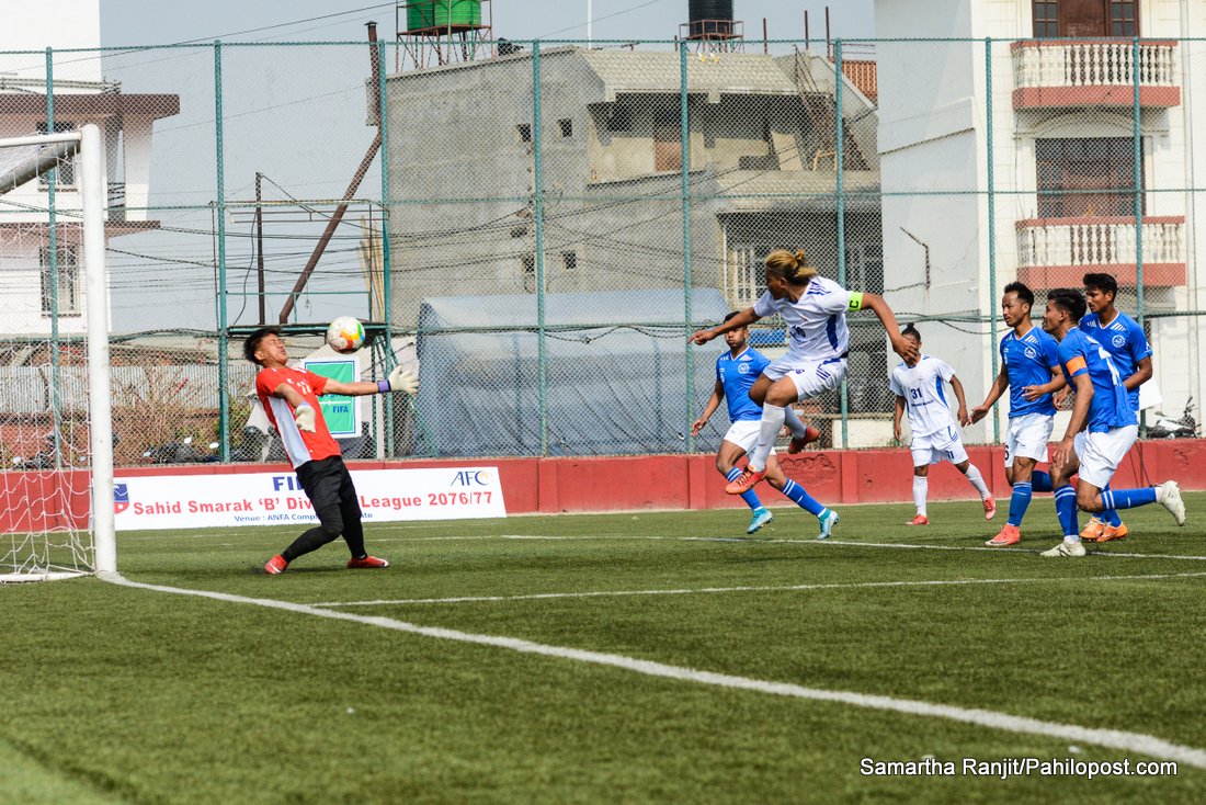 कोरोनाका कारण एक वर्षअघि रोकिएको बी डिभिजन लिग सुरु, पहिलो खेलमा नयाँबस्तीको जित