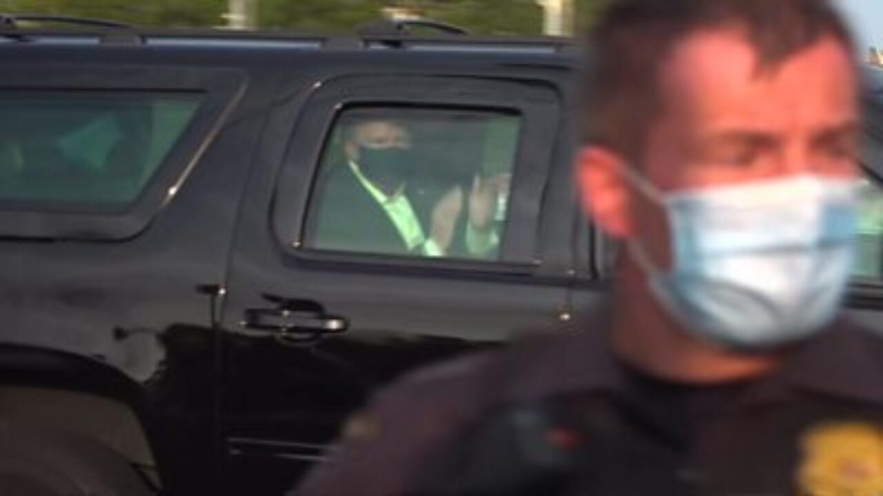 उपचार गराइरहेका ट्रम्प निस्किए मोटरकेडमा, चुनावको चर्चाले पुर्‍यायो समर्थकबीच