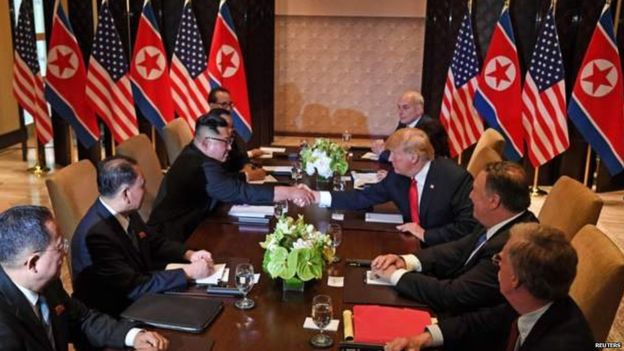 अमेरिकी राष्ट्रपति  ट्रम्प र उत्तर कोरियाली नेता किमबीच  ऐतिहासिक भेटवार्ता  सम्पन्न