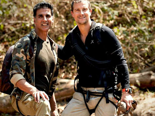 म्यान भर्सेस वाइल्डको फोटोमा अक्षयको क्याप्सन : रसोडे मे बीयर ग्रील्स था