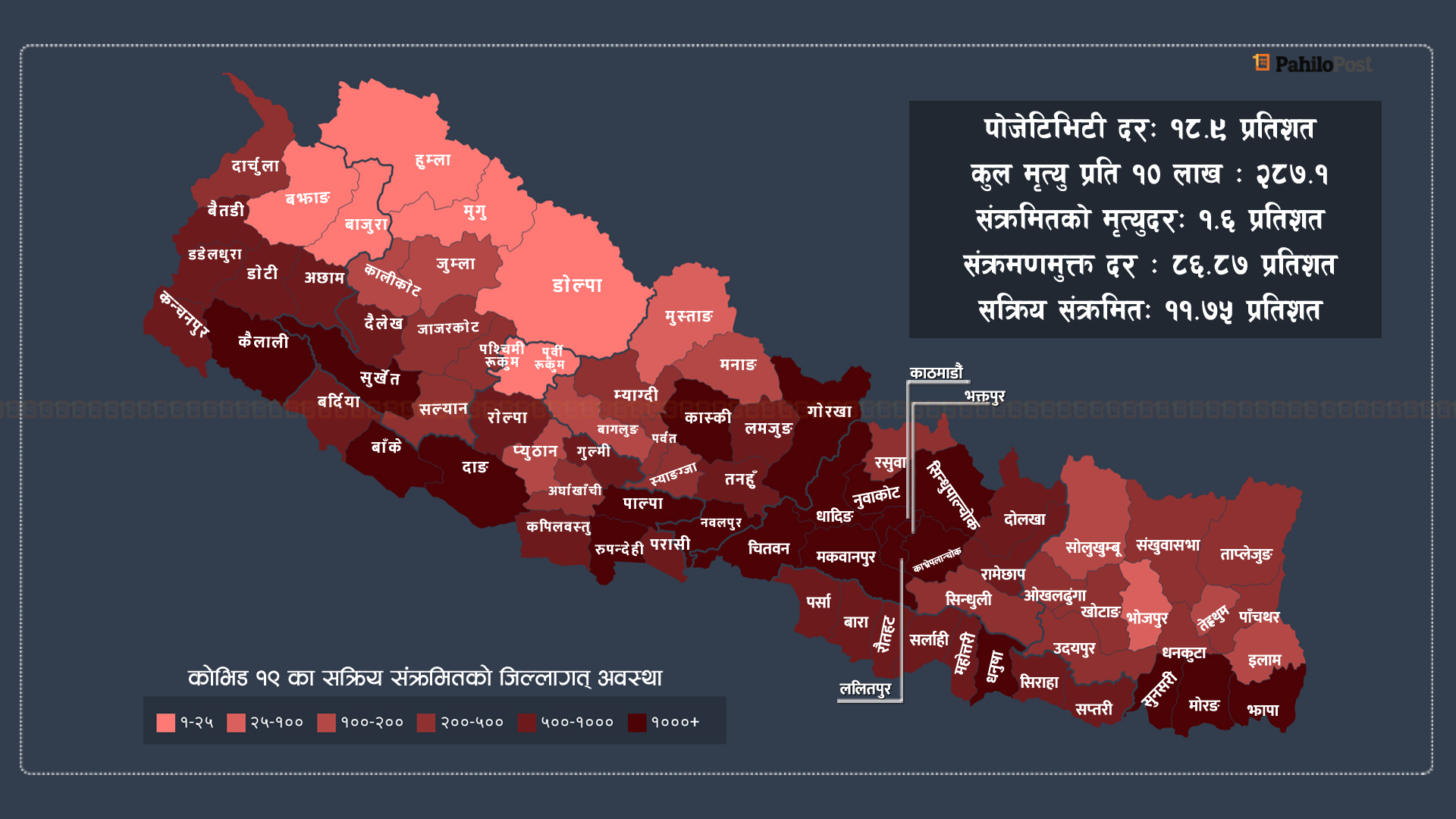 तथ्यांकमा कोभिड-१९ नेपाल :  प्रति १० लाख २८७ जनाको मृत्यु, कहाँ कति छन् सक्रिय संक्रमित?