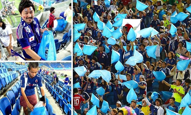 विश्वकपमा कोलम्बियालाई हराएपछि जापानी दर्शकले सफा गरे स्टेडियम
