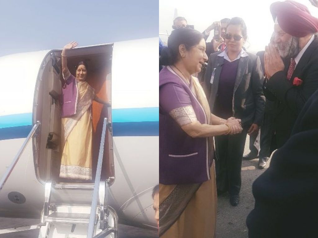 भारतीय विदेशमन्त्री सुष्मा स्वराज स्वदेश फिर्ता