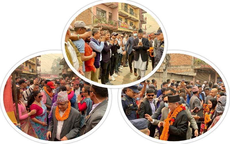 गोविन्द भट्टराईलाई मत माग्न तनहुँ पुगे देउवा, प्रधानमन्त्री प्रचण्ड र माधव नेपाल पनि साथमा