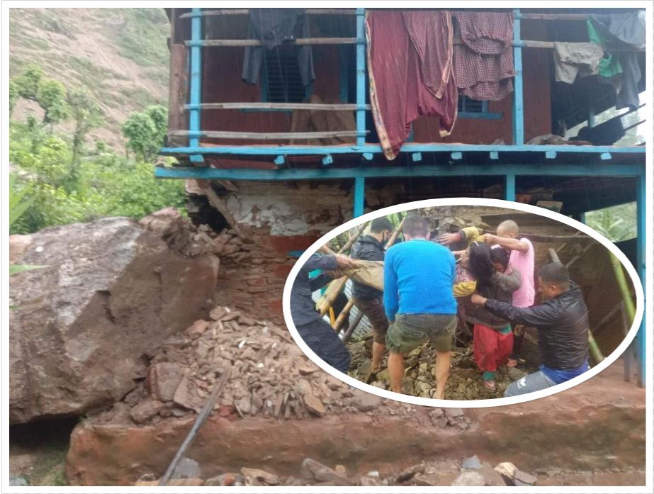 गुल्मीमा पहिरोको कारण दुई घर भत्किए, एक जना घाइते