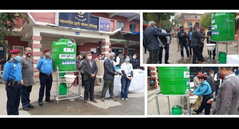 उपत्यकाभित्र ५० र सिरहाका २५ ठाउँमा धारा नछोई हात धुन सकिने स्टेसन, ललितपुर प्रहरीले गर्‍यो शुभारम्भ