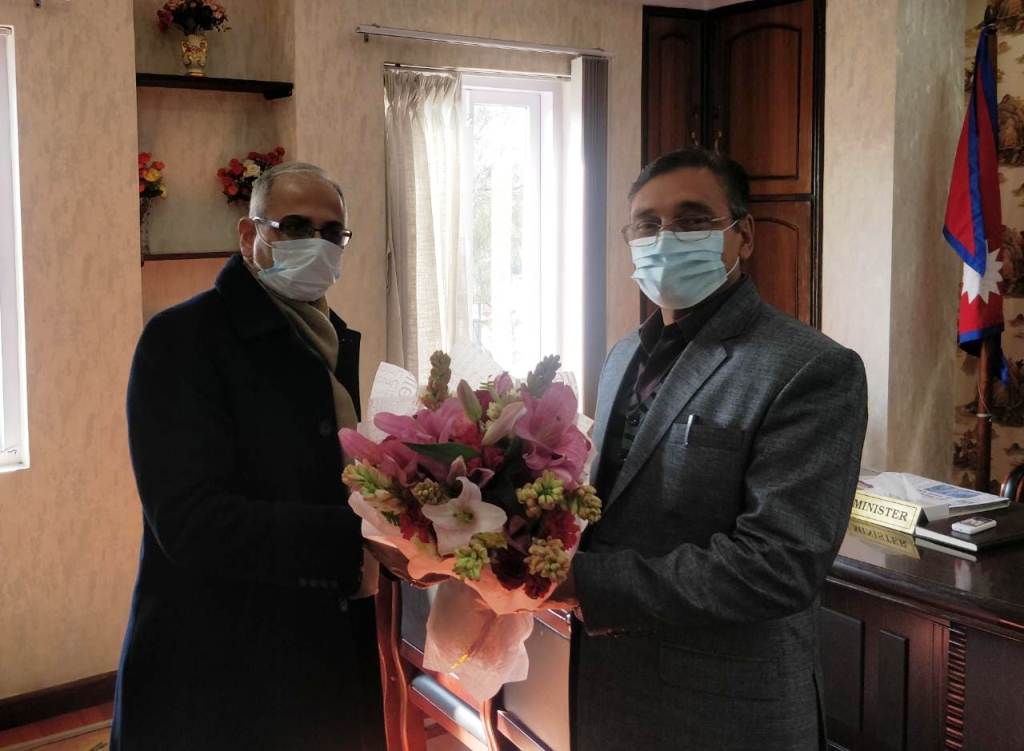 भारतीय राजदूतले भेटे उर्जामन्त्री रायमाझी, संयुक्त परियोजना कार्यान्वयन र द्विपक्षीय उर्जा सहयोगबारे छलफल