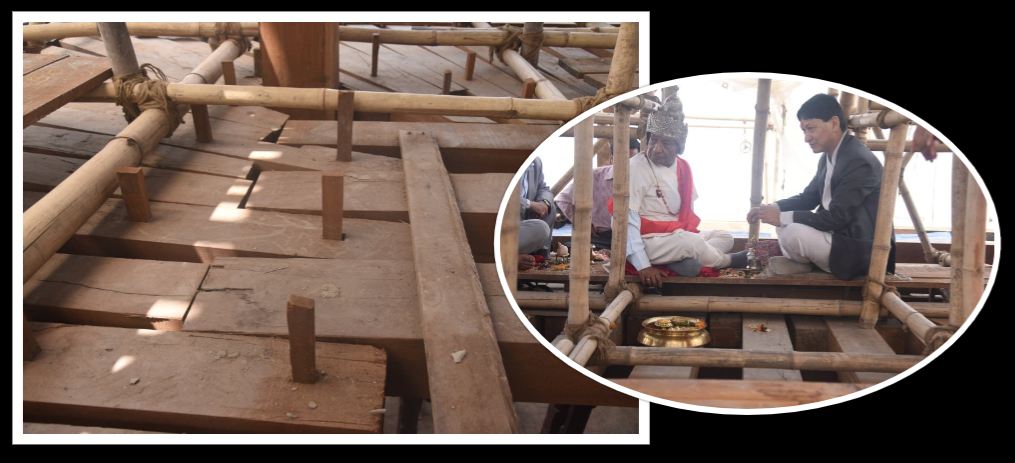 काष्ठमण्डपको ७० प्रतिशत पुनर्निर्माण सम्पन्न, गरियो धलिं पूजा