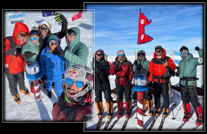 निम्स पूर्जाको टोलीले गर्‍यो दक्षिणी ध्रुवमा स्की, साउथ पोलको लास्ट डिग्रीमा पहिलो नेपाली रेकर्ड