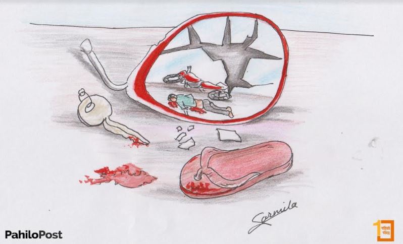 गृहमन्त्रीको स्कटिङ गर्न निस्किएको गाडीले स्कुटरलाई दियो ठक्कर, दुई महिला घाइते