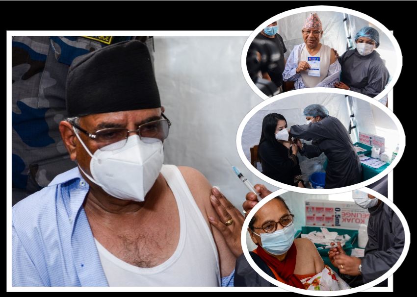 सांसदहरुलाई कोरोना विरुद्धको खोप, प्रचण्डले छोरीसँगै लगाए, दुखाइबारे सभामुख भन्छन्: यो बहुत सहज छ