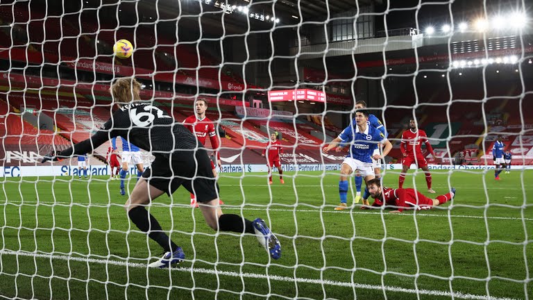 लिभरपुल घरेलु मैदानमै ब्राइटनसँग पराजित