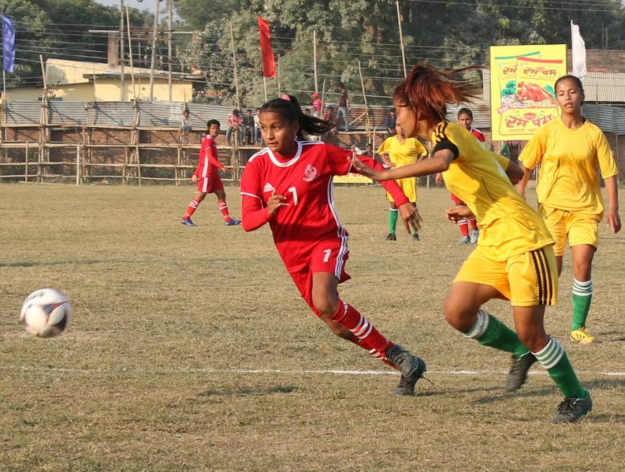 ​सातौं राष्ट्रिय खेलकुद : महिला फुटबलमा एपीएफको विजयी सुरुवात