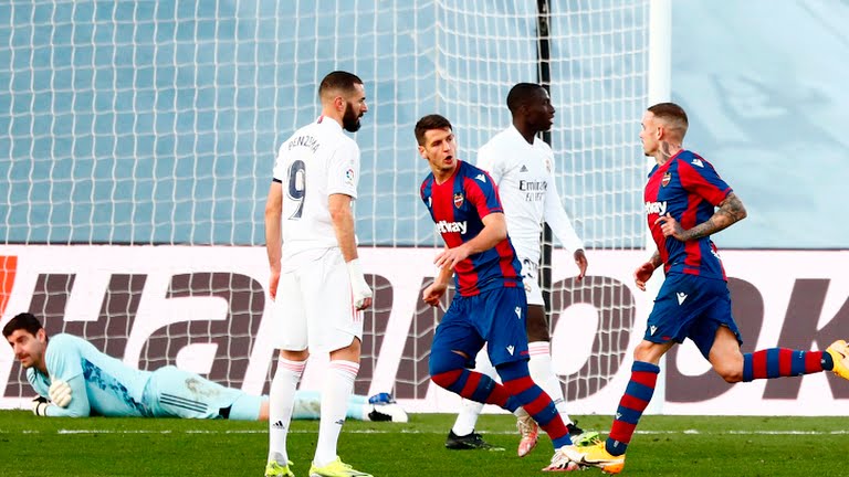 दश खेलाडीमा सेमेटिएको रियल मड्रिड लेभान्टेसँग पराजित