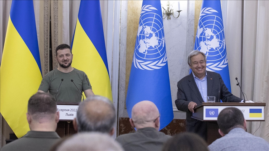 राष्ट्रसङ्घ महासचिव र युक्रेनका राष्ट्रपतिबिच भेटवार्ता